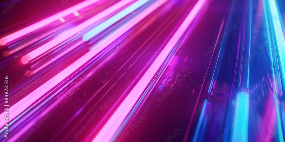 Poster Vibrant Neon Gradient Lines in a Dark Setting