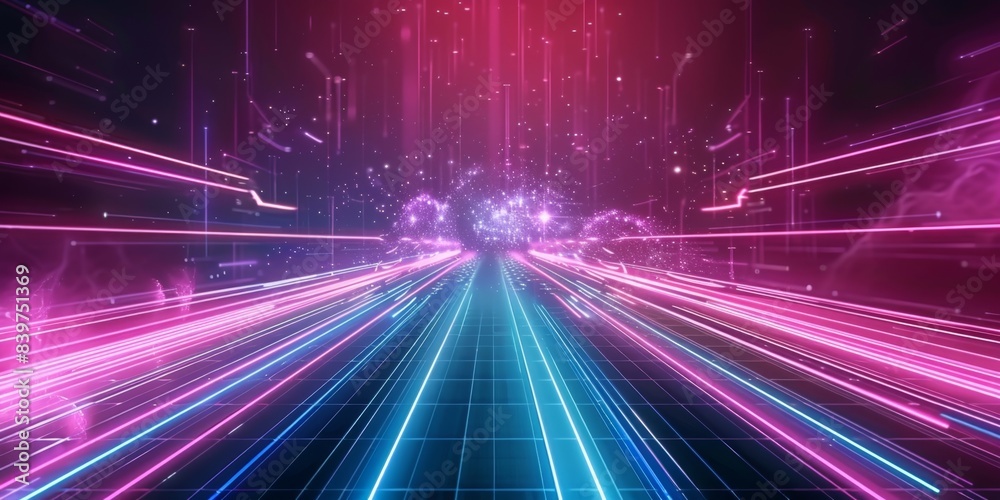 Poster abstract futuristic neon background with glowing lines