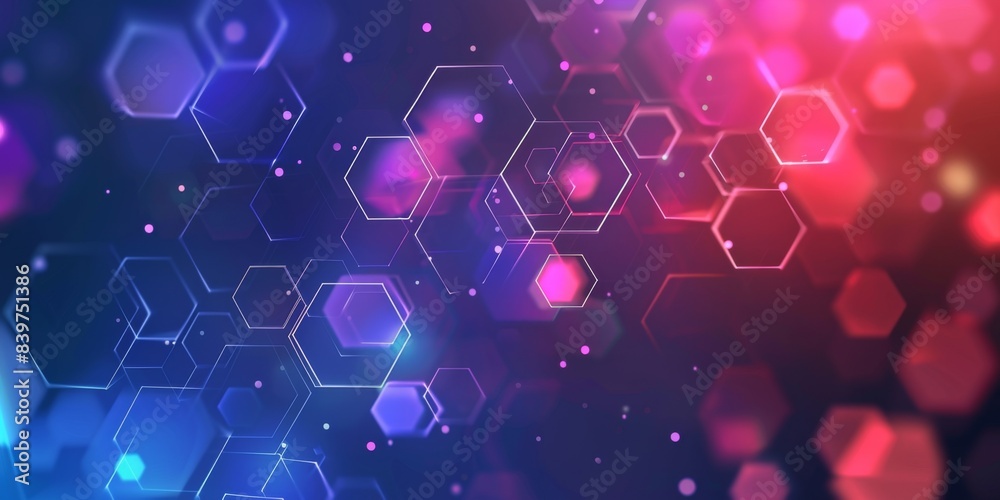 Poster abstract geometric hexagon background with glowing lights