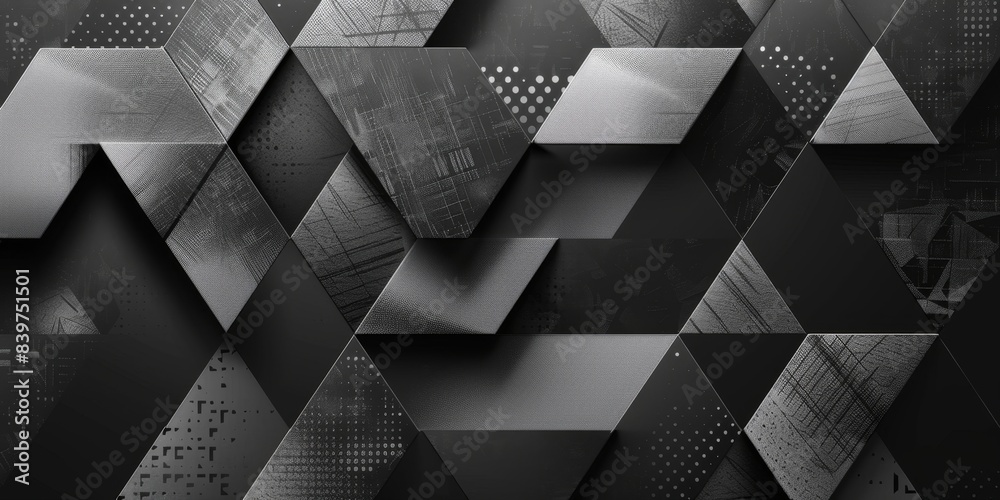 Poster abstract geometric shapes intersecting in a black and white design