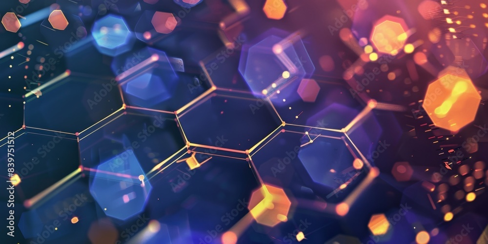 Aufkleber Abstract Hexagonal Pattern With Colorful Halftone Texture