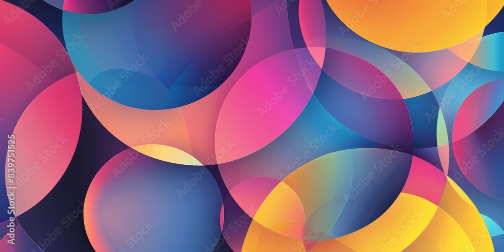 Poster abstract geometric shapes overlapping in vibrant colors