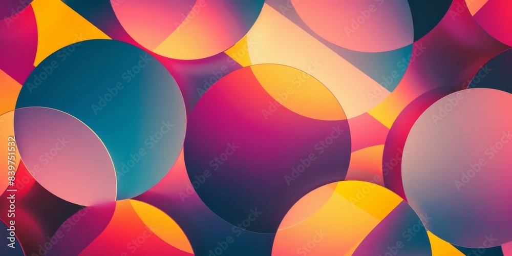 Poster Abstract Colorful Geometric Shapes Overlapping In A Repeating Pattern