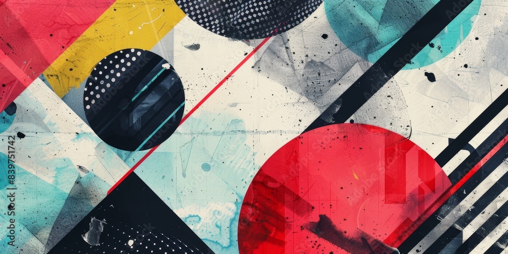 Poster abstract geometric shapes with textured fill