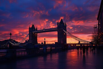 tower bridge in london at sunset London UK March 