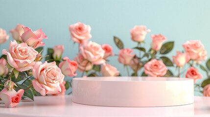 display podium on floral background