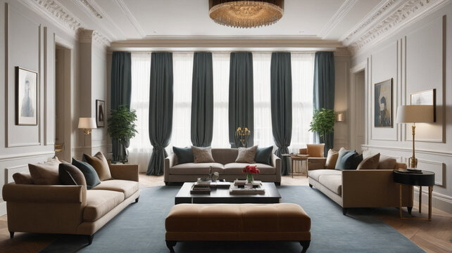 London Mayfair Residence: Elegant Apartment with Georgian Architecture, Concierge Service, and Private Cinema, Generative AI