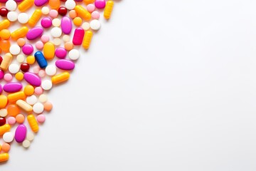 Obraz premium Cancer medicine capsules with flat lay style.