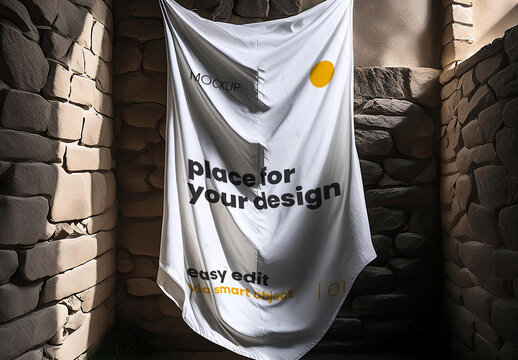 Flag on castle mockup 02 Generative Ai