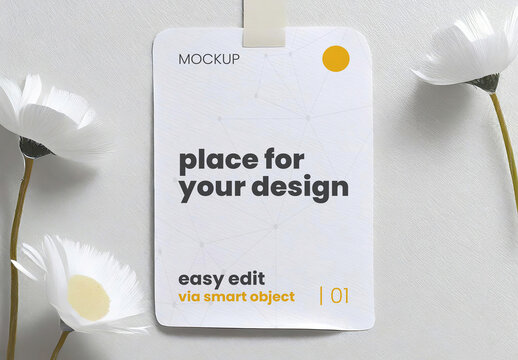 Simple page identity card paste with flowers mockup 01 Generative Ai