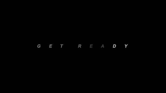 Get Ready Glitch Text Animation. 4k animated footage. Get Ready Wiggly Fade Animation on black and green background.