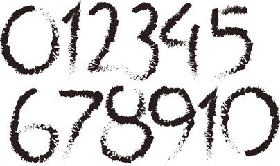 Numbers written with a brush. Hand drawn letters. Watercolor vector,  Vector Ink Numbers. Watercolor hand drawn Numbers. Calligraphy Numbers.