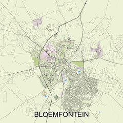 Bloemfontein, South Africa map poster art
