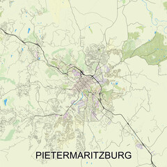 Pietermaritzburg, South Africa map poster art
