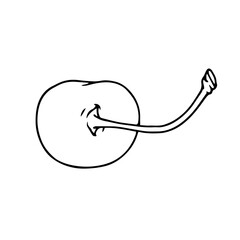 Linear botanical sketch, outline of cherry berries. Vector graphics.