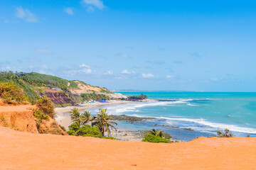 view of the coast of the sea in Pipa Beach, Rio Grande do norte