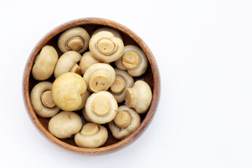 Champignon mushrooms in brine. Canned champignon mushrooms whole