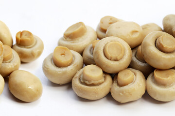 Champignon mushrooms in brine. Canned champignon mushrooms whole