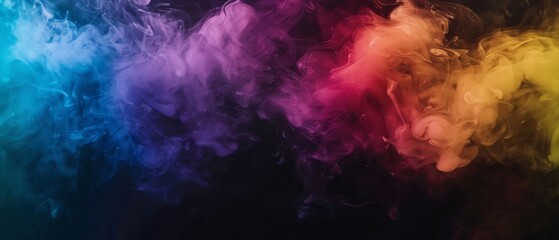Slowmotion shot of rainbow smoke dispersing into the air, perfect for visual storytelling and atmospheric backgrounds in multimedia projects