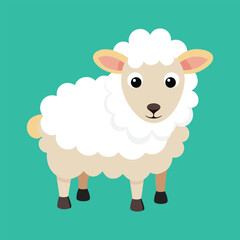 flat design Chubby Cute Sheep is standing