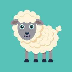 flat design Cute Sheep is standing
