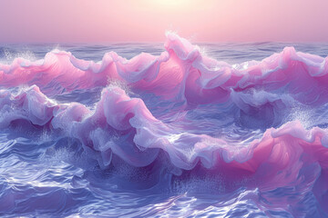 Soft periwinkle and pale pink pastel waves. Concept of relaxation and peace. Generative Ai.