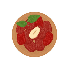Vector illustration logo Clip art Top View dried red dates or jujube 
