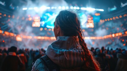 Obraz premium Interactive football fan zones: Create a fan zone with holographic displays, interactive games, and AI-driven engagement features