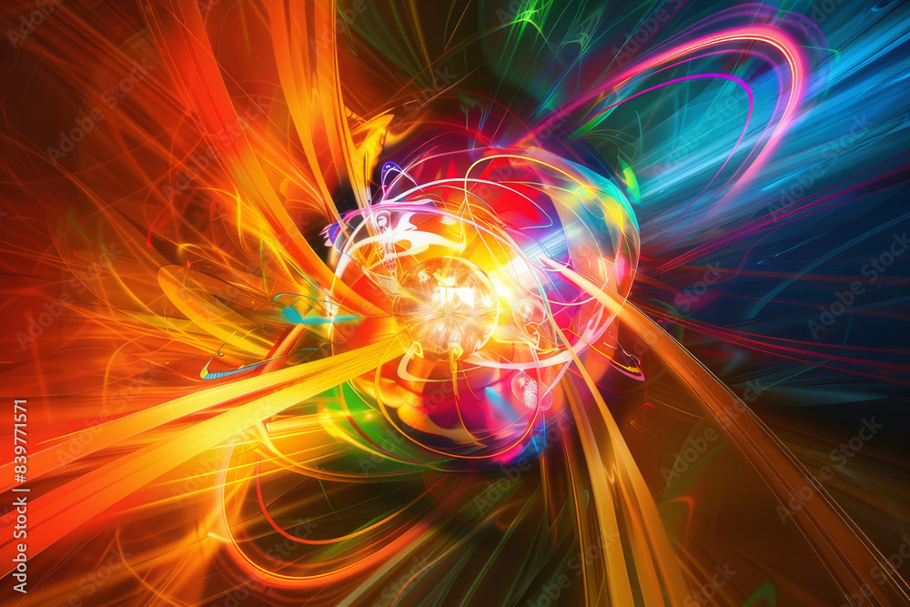 Sticker an electron making a quantum leap between energy levels within an atom - generative ai