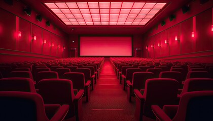 Empty cinema room with vibrant red seats 🎬🔴 Inviting ambiance perfect for movie nights or private screenings. Enjoy the ultimate cinematic experience! 🍿🎥