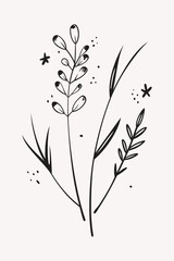 Vector silhouette decorative floral design