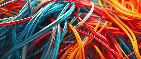 Vividly colored wires intricately connected, illustrating modern connectivity and innovation 🌈⚡ Elevate your space with this dynamic representation of technology.