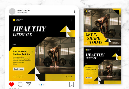 Yellow And Black Geometric Social Media Post