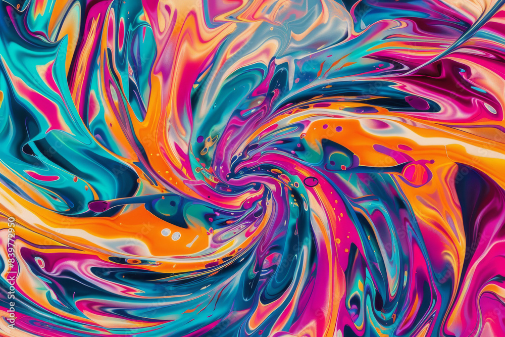 Canvas Prints a psychedelic art explosion, featuring swirling, merging colors in an intricate and mesmerizing patt