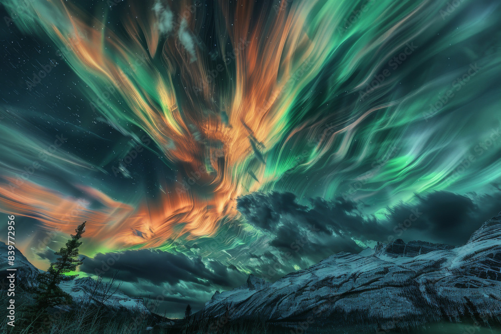 Wall mural an image depicting unique atmospheric phenomena such as auroras, storms, or cloud patterns, highligh