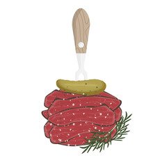 Vector illustration logo Clip art Slice pastrami with fork
