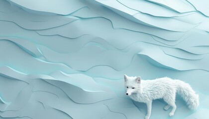 Arctic fox exploring flat design top view arctic animation Monochromatic Color Scheme