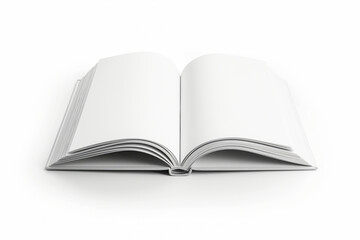 Obraz premium An open book with blank pages, isolated on a white background.