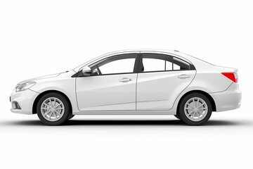 Fototapeta premium Passenger car isolated on a white background, with clipping path. Full Depth of field. Focus stacking, side view. White background