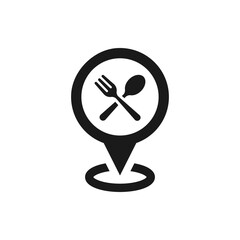Restaurant location. Food spot icon flat style isolated on white background. Vector illustration