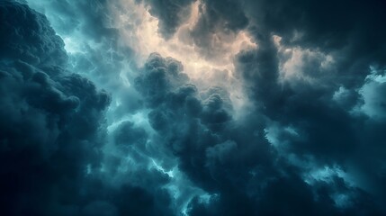 Fototapeta premium Majestic Storm Clouds - Atmospheric Sky With Dramatic Dark And Light Contrast, Dark And Cloudy Sky, Dramatic Sky Photography