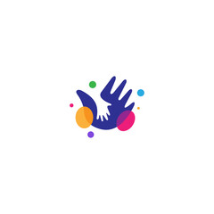 hand care logo with colorful bubble ornament in flat design style