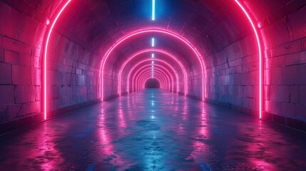 Fototapeta premium Geometric figure in neon light