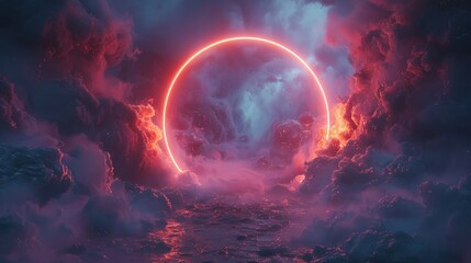 abstract cloud illuminated with neon light