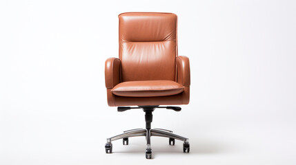 studio shot of leather office chair isolated on a white background