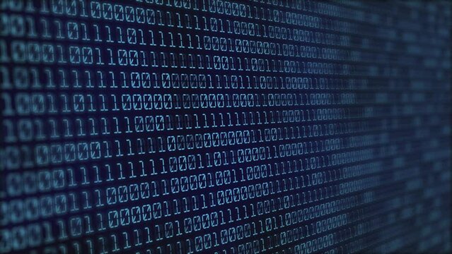 Blue Binary code Background. Digital and Secure Data Concept. Abstract Technology animation