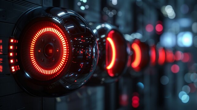 Embedded speakers emitting soft, ambient sounds that blend with the hum of machinery, adding to the immersive cyberpunk atmosphere. shiny, Minimal and Simple,