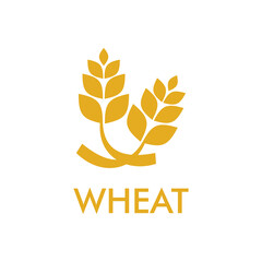 flat design icon logo with two strands of wheat