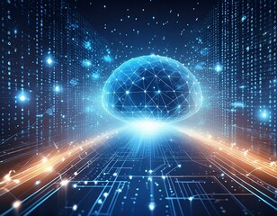 Binary computer matrix code data stream abstract background showing a coding transmission over the global internet network for cloud storage encryption