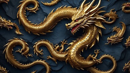 Fototapeta premium dragon background gold color